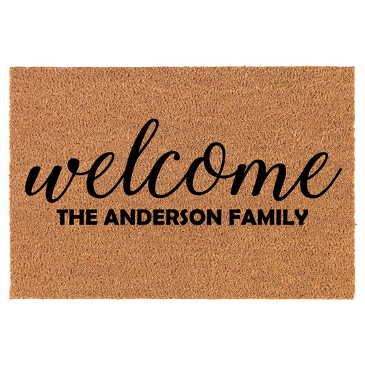 Welcome The Family Custom Family Name Personalized Coir Doormat Welcome Front Door Mat New Home Closing Housewarming Gift