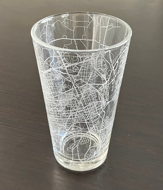 16 oz Pint Beer Glass Urban City Map Allentown, PA