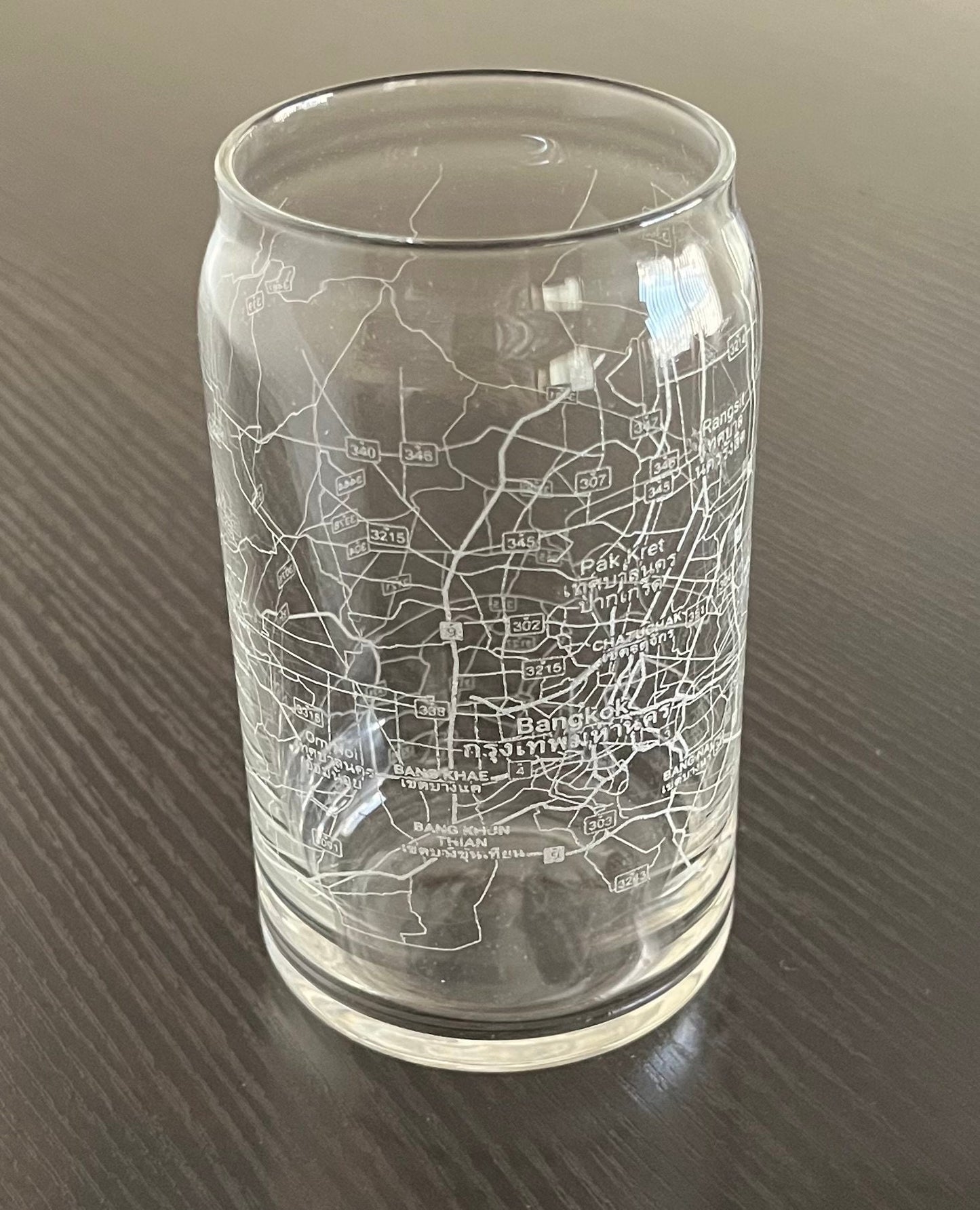16 oz Beer Can Glass Urban City Map Bangkok, Thailand