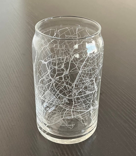 16 oz Beer Can Glass Urban City Map Bronx, NY