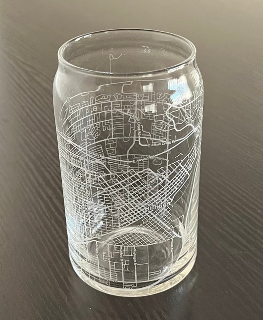 16 oz Beer Can Glass Urban City Map Billings, MT
