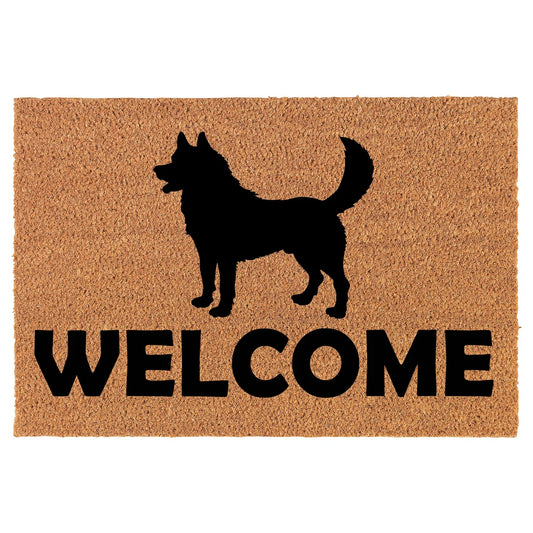 Coir Doormat Front Door Mat New Home Closing Housewarming Gift Welcome Husky (30" x 18" Standard)