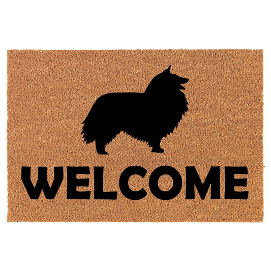Coir Doormat Front Door Mat New Home Closing Housewarming Gift Welcome Shetland Sheepdog (30" x 18" Standard)