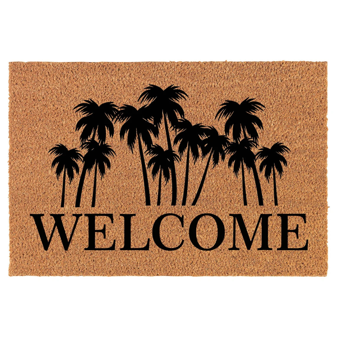 Coir Doormat Front Door Mat New Home Closing Housewarming Gift Welcome Palm Trees (30" x 18" Standard)