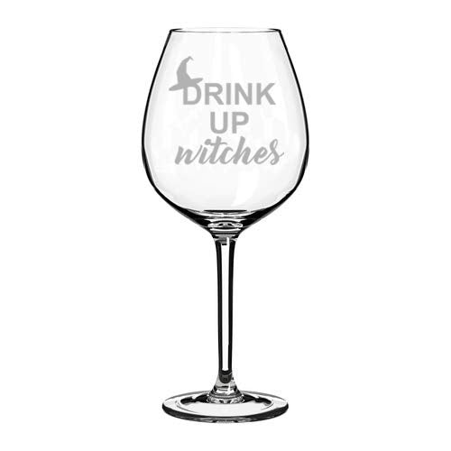 Wine Glass Goblet Drink Up Witches Funny Halloween (20 oz Jumbo)