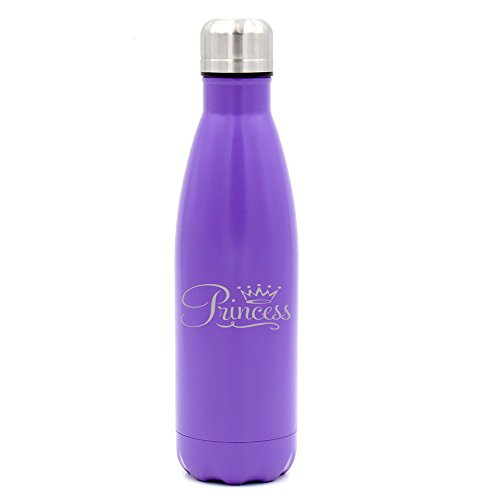 17 oz. Double Wall Vacuum Insulated Stainless Steel Water Bottle Travel Mug Cup Princess Fancy (Purple)