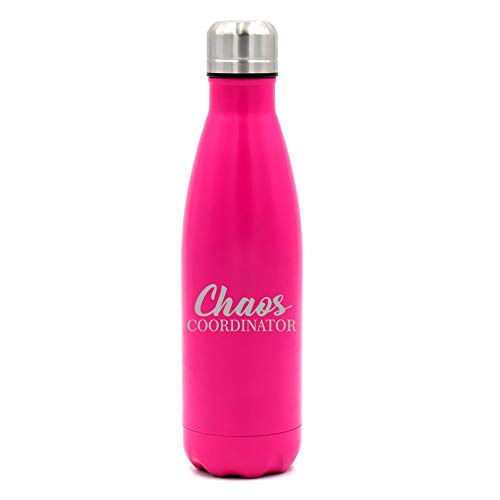 MIP Brand 17 oz. Double Wall Vacuum Insulated Stainless Steel Water Bottle Travel Mug Cup Chaos Coordinator Mom Mother Teacher (Pink)