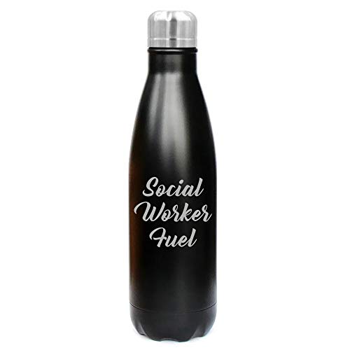 MIP Brand 17 oz. Double Wall Vacuum Insulated Stainless Steel Water Bottle Travel Mug Cup Social Worker Fuel (Black)