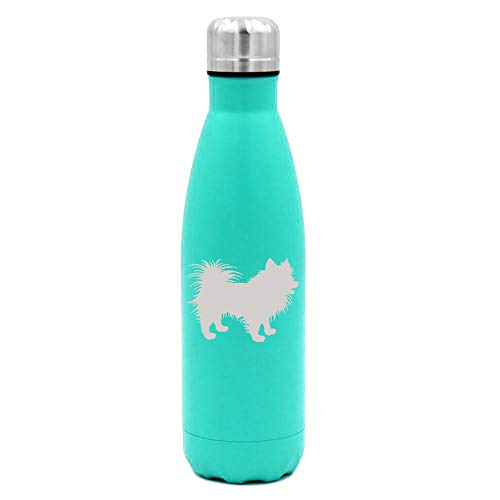 17 oz. Double Wall Vacuum Insulated Stainless Steel Water Bottle Travel Mug Cup Pomeranian (Light-Blue)