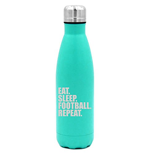 17 oz. Double Wall Vacuum Insulated Stainless Steel Water Bottle Travel Mug Cup Eat Sleep Football Repeat (Light-Blue)