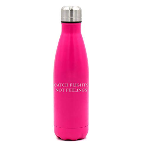 MIP Brand 17 oz. Double Wall Vacuum Insulated Stainless Steel Water Bottle Travel Mug Cup Catch Flights Not Feelings (Pink)