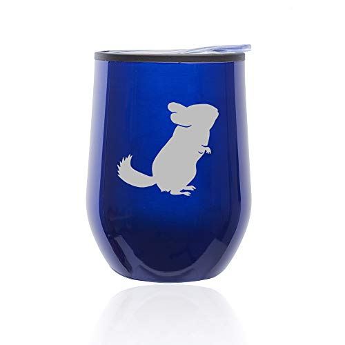 Stemless Wine Tumbler Coffee Travel Mug Glass With Lid Chinchilla