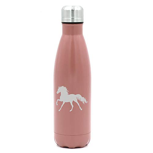 MIP Brand 17 oz. Double Wall Vacuum Insulated Stainless Steel Water Bottle Travel Mug Cup Horse (Rose Gold)