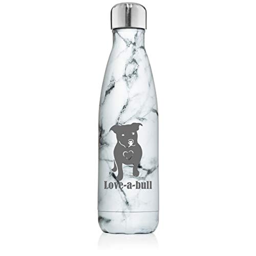 MIP Brand 17 oz. Double Wall Vacuum Insulated Stainless Steel Water Bottle Travel Mug Cup Love-A-Bull Pit Bull Love