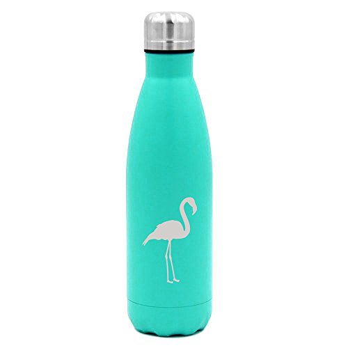 17 oz. Double Wall Vacuum Insulated Stainless Steel Water Bottle Travel Mug Cup Flamingo (Light-Blue)