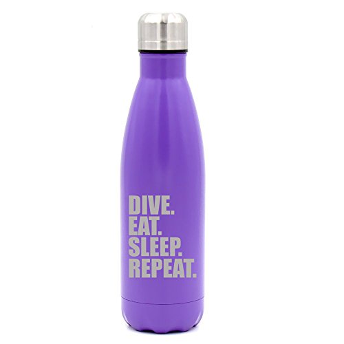 17 oz. Double Wall Vacuum Insulated Stainless Steel Water Bottle Travel Mug Cup Dive Eat Sleep Repeat (Purple)