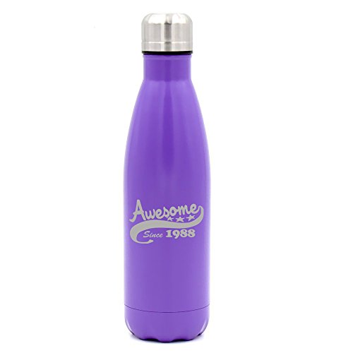 17 oz. Double Wall Vacuum Insulated Stainless Steel Water Bottle Travel Mug Cup Awesome Since 1988 30th Birthday (Purple)