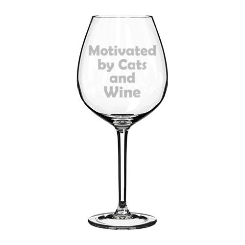 Wine Glass Goblet Motivated by Cats and Wine (20 oz Jumbo)