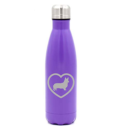 MIP Brand 17 oz. Double Wall Vacuum Insulated Stainless Steel Water Bottle Travel Mug Cup Corgi Heart (Purple)