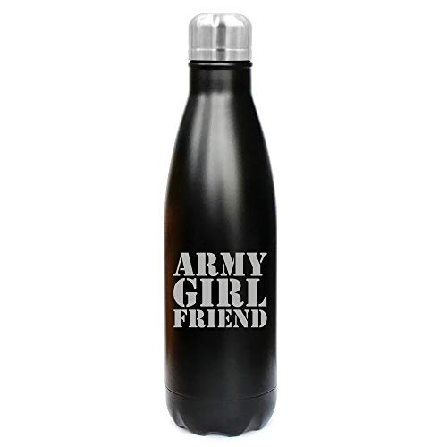 MIP Brand 17 oz. Double Wall Vacuum Insulated Stainless Steel Water Bottle Travel Mug Cup Army Girlfriend (Black)