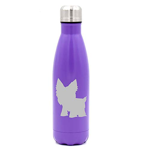 MIP Brand 17 oz. Double Wall Vacuum Insulated Stainless Steel Water Bottle Travel Mug Cup Yorkie (Purple)