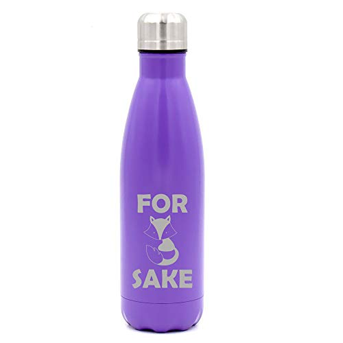 MIP Brand 17 oz. Double Wall Vacuum Insulated Stainless Steel Water Bottle Travel Mug Cup for Fox Sake Funny (Purple)