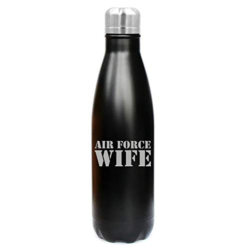 MIP Brand 17 oz. Double Wall Vacuum Insulated Stainless Steel Water Bottle Travel Mug Cup Air Force Wife (Black)