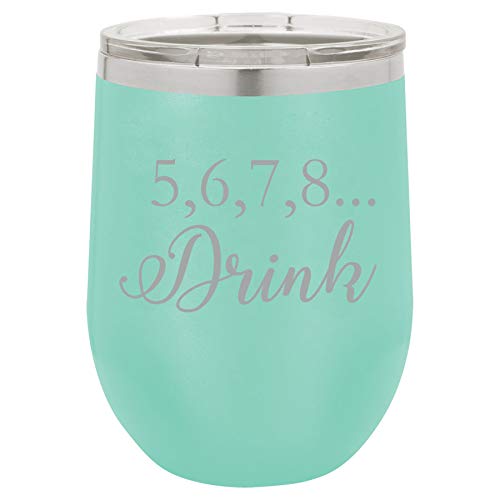 12 oz Double Wall Vacuum Insulated Stainless Steel Stemless Wine Tumbler Glass Coffee Travel Mug With Lid 5,6,7,8 Drink Funny Dance Dancer Teacher Mom (Teal)