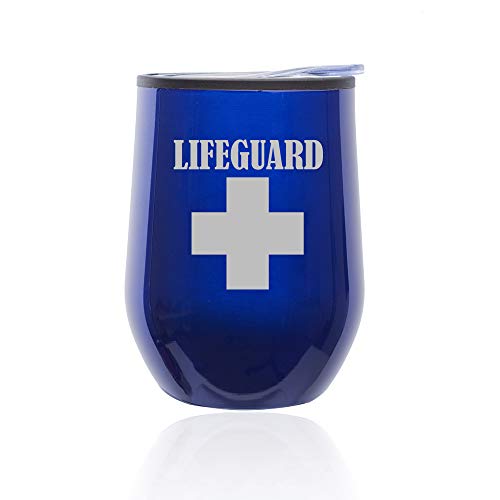 Stemless Wine Tumbler Coffee Travel Mug Glass With Lid Lifeguard