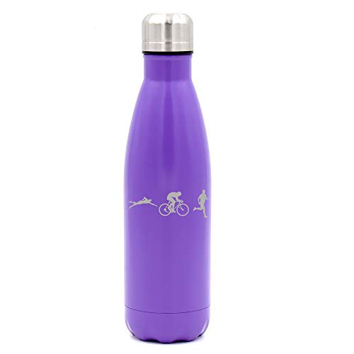 MIP Brand 17 oz. Double Wall Vacuum Insulated Stainless Steel Water Bottle Travel Mug Cup Iron Athlete Swim Bike Run Triathlon (Purple)