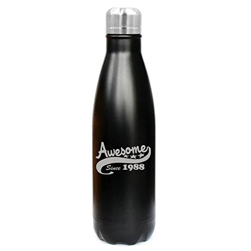 17 oz. Double Wall Vacuum Insulated Stainless Steel Water Bottle Travel Mug Cup Awesome Since 1988 30th Birthday (Black)