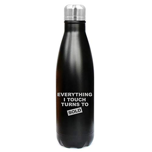 MIP Brand 17 oz. Double Wall Vacuum Insulated Stainless Steel Water Bottle Travel Mug Cup Everything I Touch Turns to Sold Sales Real Estate Agent Sales (Black)