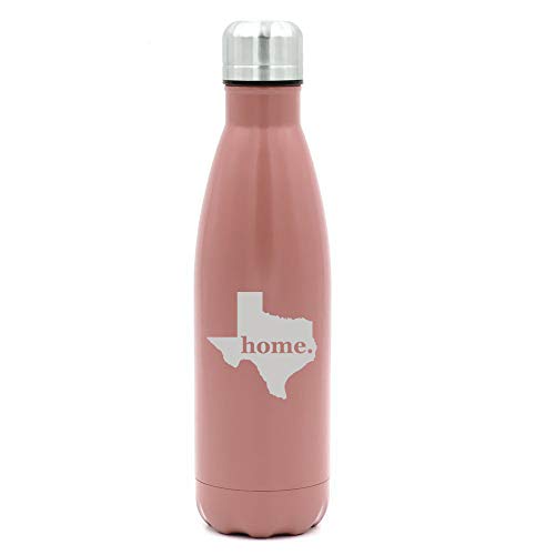 MIP Brand 17 oz. Double Wall Vacuum Insulated Stainless Steel Water Bottle Travel Mug Cup Texas Home (Rose Gold)