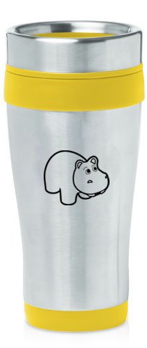 Yellow 16oz Insulated Stainless Steel Travel Mug Z1665 Baby Hippo