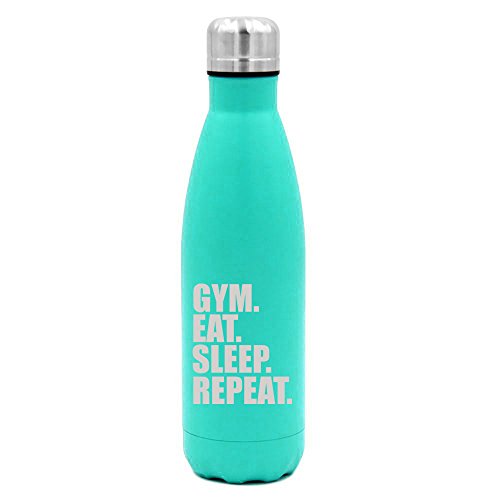 17 oz. Double Wall Vacuum Insulated Stainless Steel Water Bottle Travel Mug Cup Gym Eat Sleep Repeat (Light-Blue)