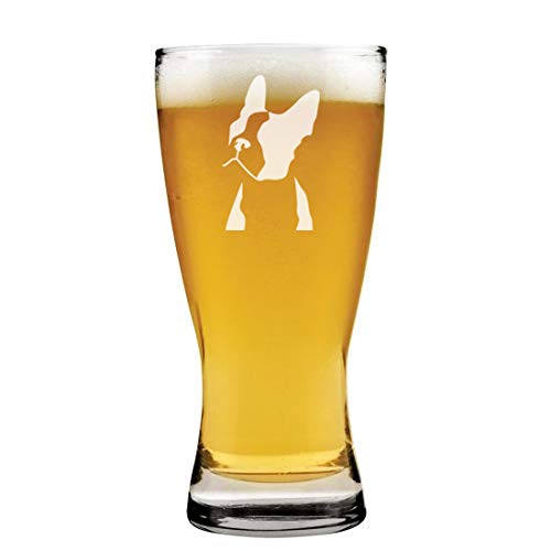 15 oz Beer Pilsner Glass Boston Terrier Face