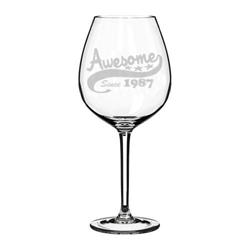 Wine Glass Goblet Funny 30th Birthday Awesome Since 1987 (20 oz Jumbo)