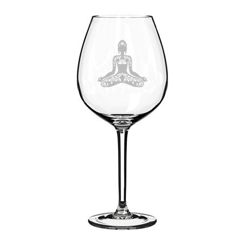 Wine Glass Goblet Buddha Yoga Lotus (20 oz Jumbo)
