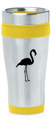 Yellow 16oz Insulated Stainless Steel Travel Mug Z977 Flamingo