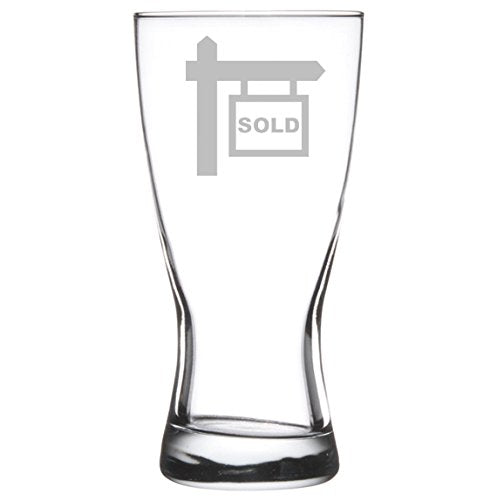 15 oz Beer Pilsner Glass Real Estate Agent Broker Realtor Sold