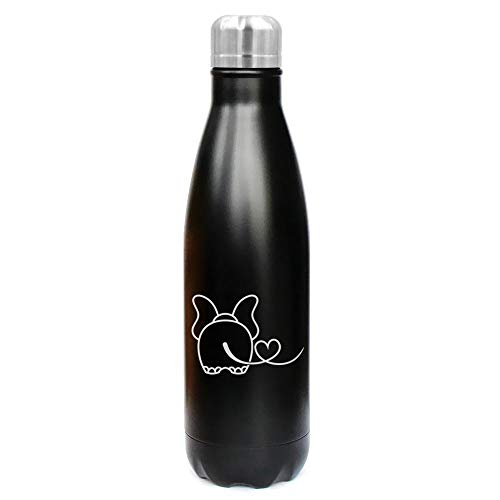 MIP Brand 17 oz. Double Wall Vacuum Insulated Stainless Steel Water Bottle Travel Mug Cup Elephant in Love (Black)