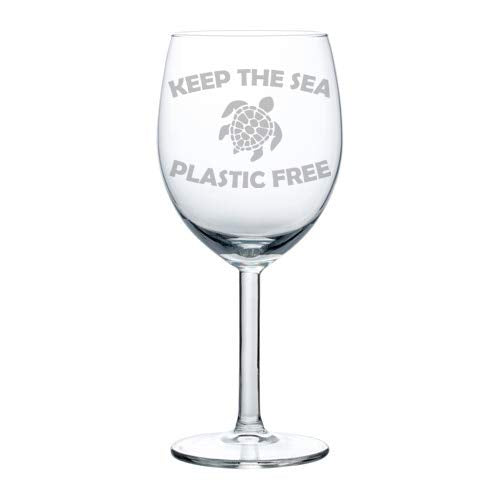 Wine Glass Goblet Sea Turtle Keep The Sea Plastic Free (10 oz)