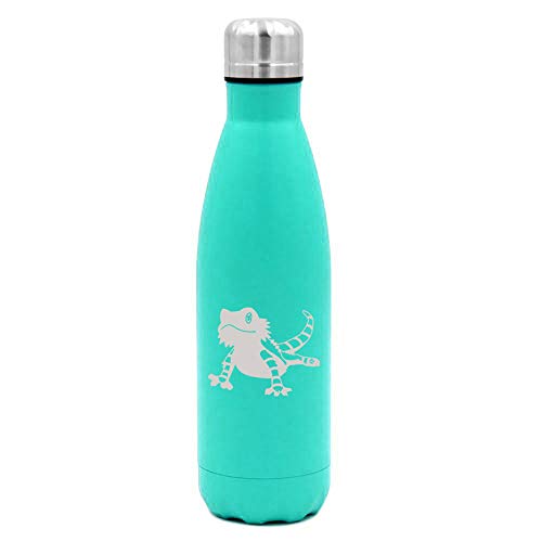 17 oz. Double Wall Vacuum Insulated Stainless Steel Water Bottle Travel Mug Cup Bearded Dragon Lizard (Light-Blue)