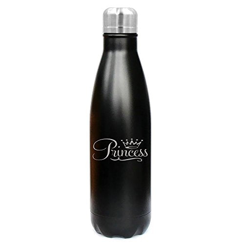 17 oz. Double Wall Vacuum Insulated Stainless Steel Water Bottle Travel Mug Cup Princess Fancy (Black)