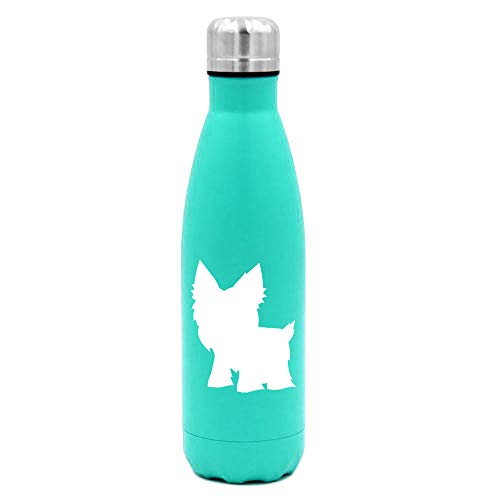 MIP Brand 17 oz. Double Wall Vacuum Insulated Stainless Steel Water Bottle Travel Mug Cup Yorkie (Light-Blue)