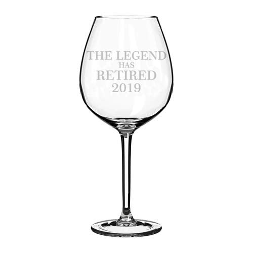 Wine Glass Goblet Funny Retirement Gift The Legend Has Retired 2019 (20 oz Jumbo)