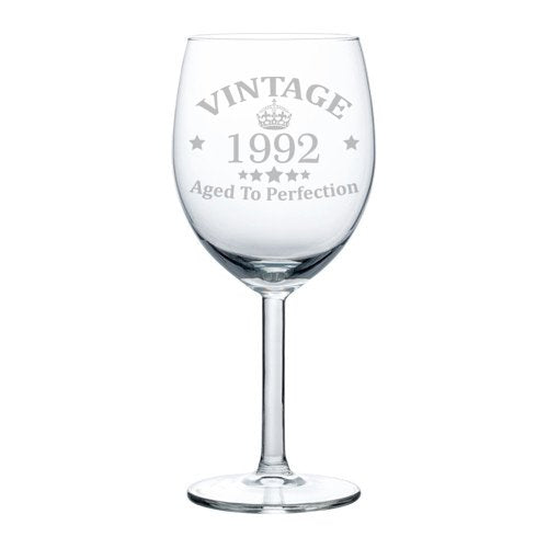 Wine Glass Goblet 26th Birthday Vintage Aged To Perfection 1992 (10 oz)