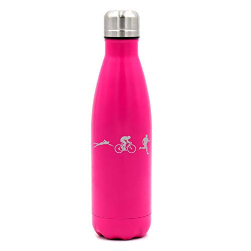 MIP Brand 17 oz. Double Wall Vacuum Insulated Stainless Steel Water Bottle Travel Mug Cup Iron Athlete Swim Bike Run Triathlon (Pink)