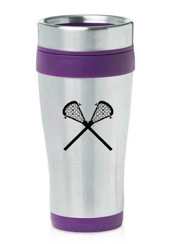 Purple 16oz Insulated Stainless Steel Travel Mug Z1439 Lacrosse Sticks