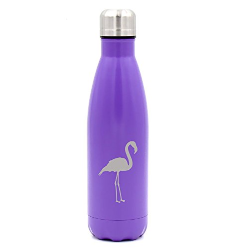 17 oz. Double Wall Vacuum Insulated Stainless Steel Water Bottle Travel Mug Cup Flamingo (Purple)